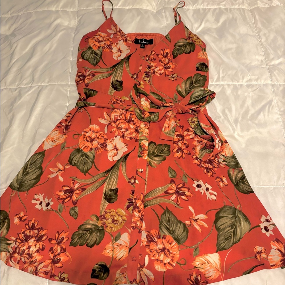 Lulus Ulani Rusty Rose Floral sprint Skater dress